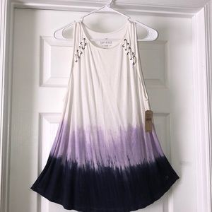 A.E White to dark purple gradient sleeveless tank
